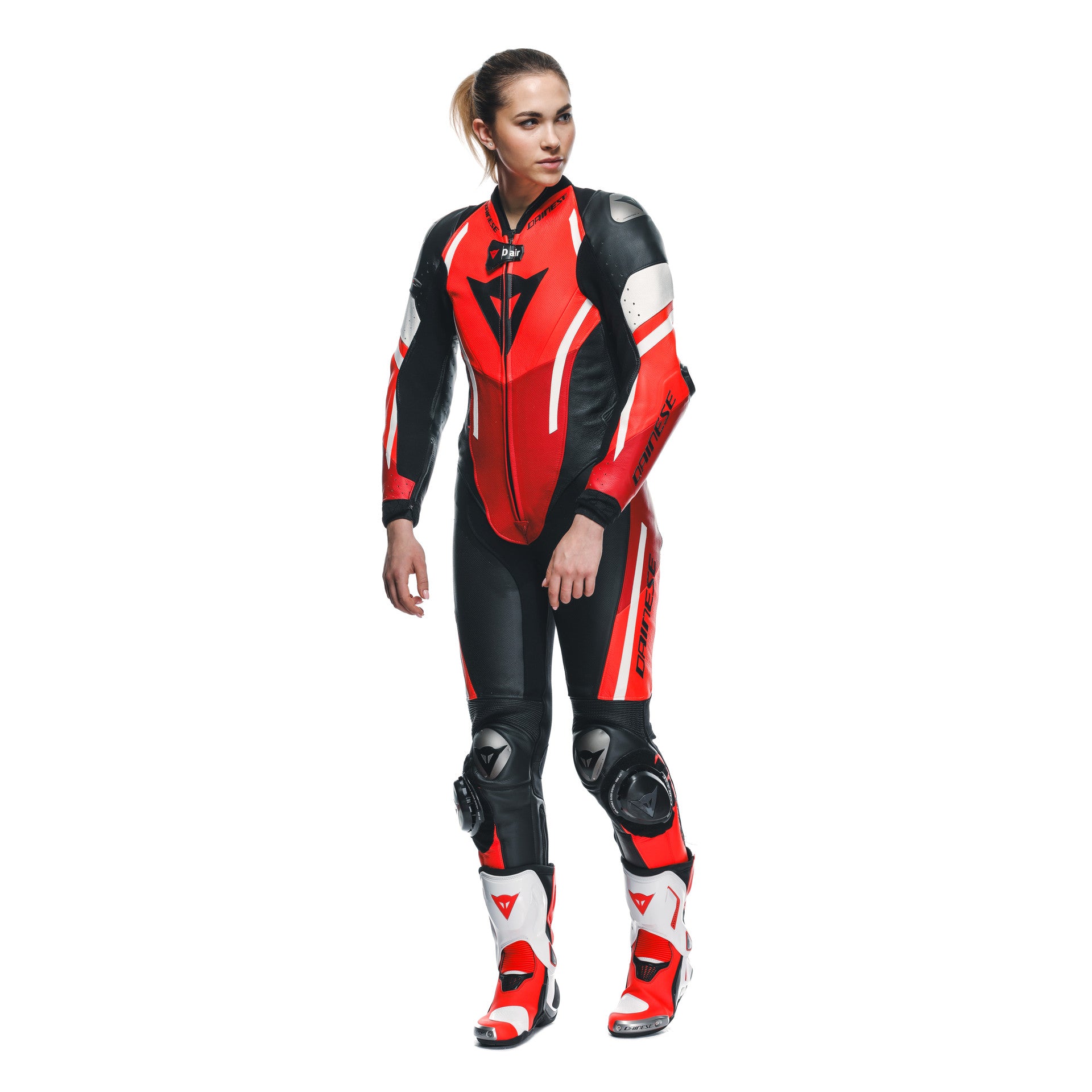 Dainese Misano 3 Lady D-AIR® one-piece leather combination-perforated airbag racing suit | Women | Red