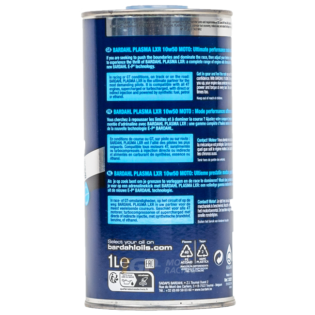 Bardahl 10W50 Plasma LXR - 1 Litro de Óleo Premium 