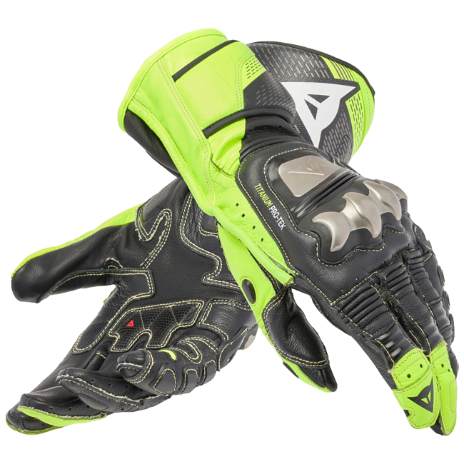 Luvas de couro para motociclismo Dainese Full Metal 7 Racing | Masculino | Amarelo Neon/Preto 
