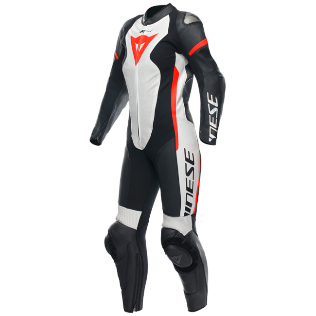Dainese Grobnik Lady Macacão de Couro – fato de corrida perfurado | Mulheres | Branco/Vermelho 