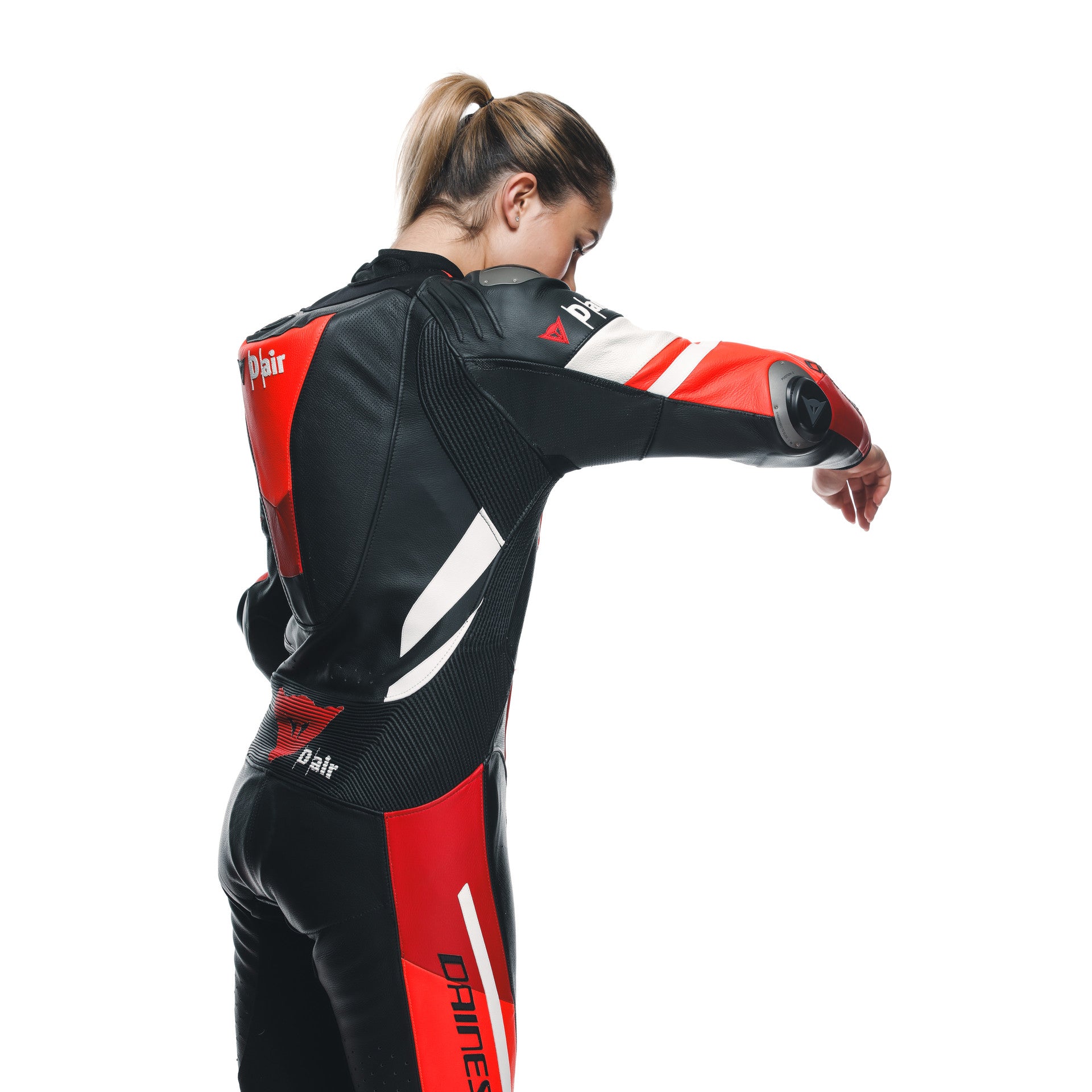 Dainese Misano 3 Lady D-AIR® one-piece leather combination-perforated airbag racing suit | Women | Red