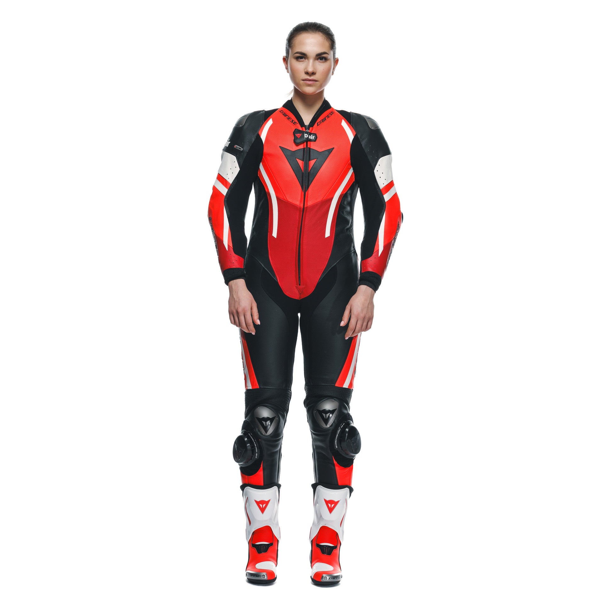 Dainese Misano 3 Lady D-AIR® one-piece leather combination-perforated airbag racing suit | Women | Red