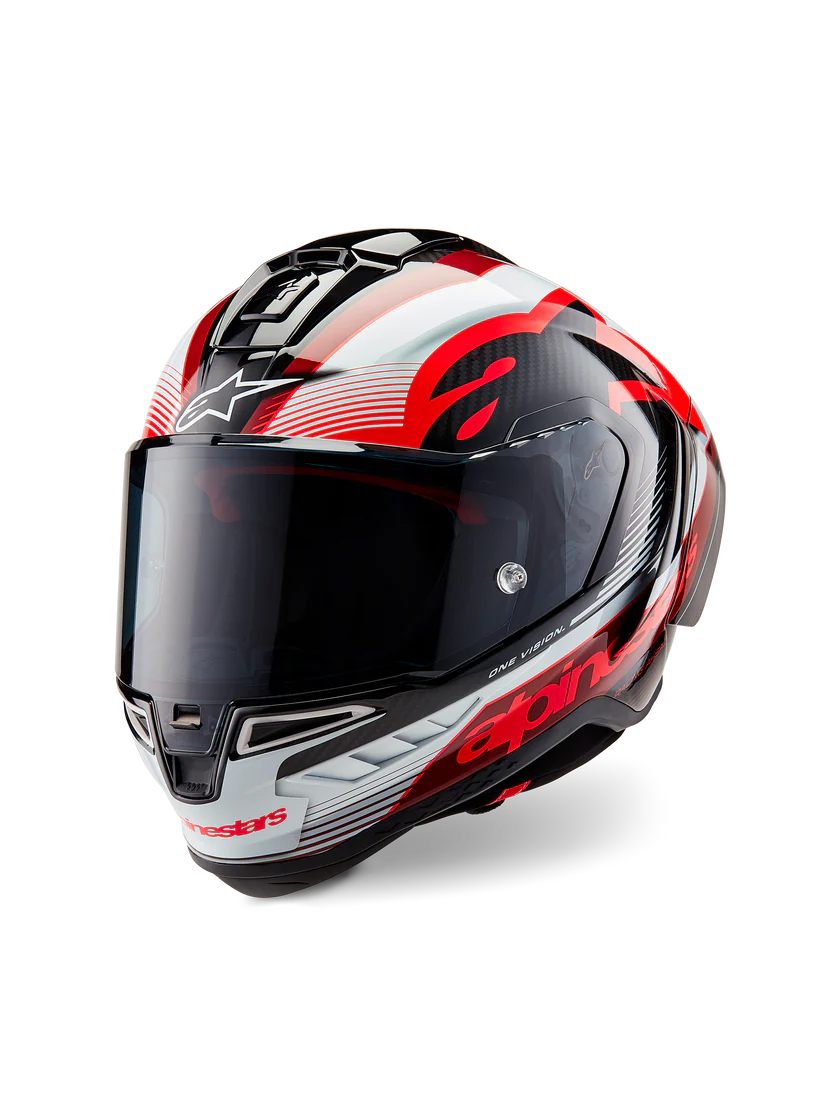 Capacete Alpinestars Supertech R10 Team Carbon Carb Vermelho Branco Brilhante 8200224-1352 