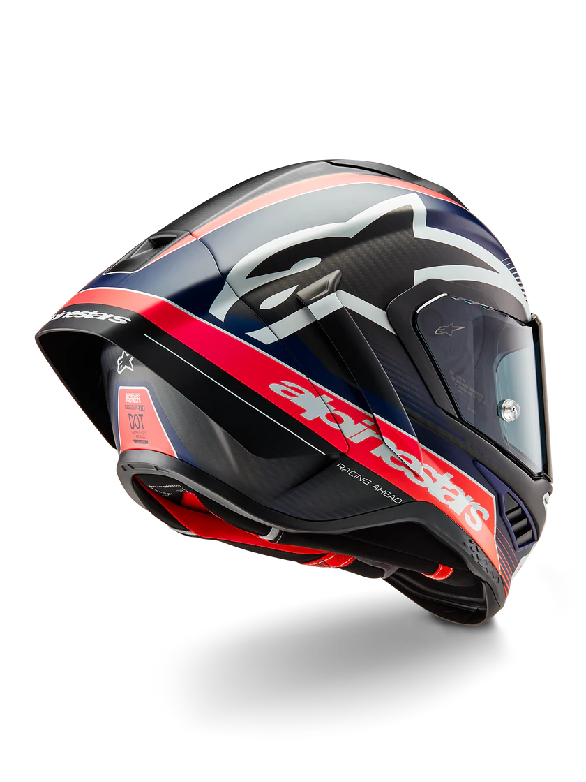Capacete Alpinestars Supertech R10 Team Carbon Carb Vermelho Fluorescente Azul Escuro Fosco 8200224-1383 