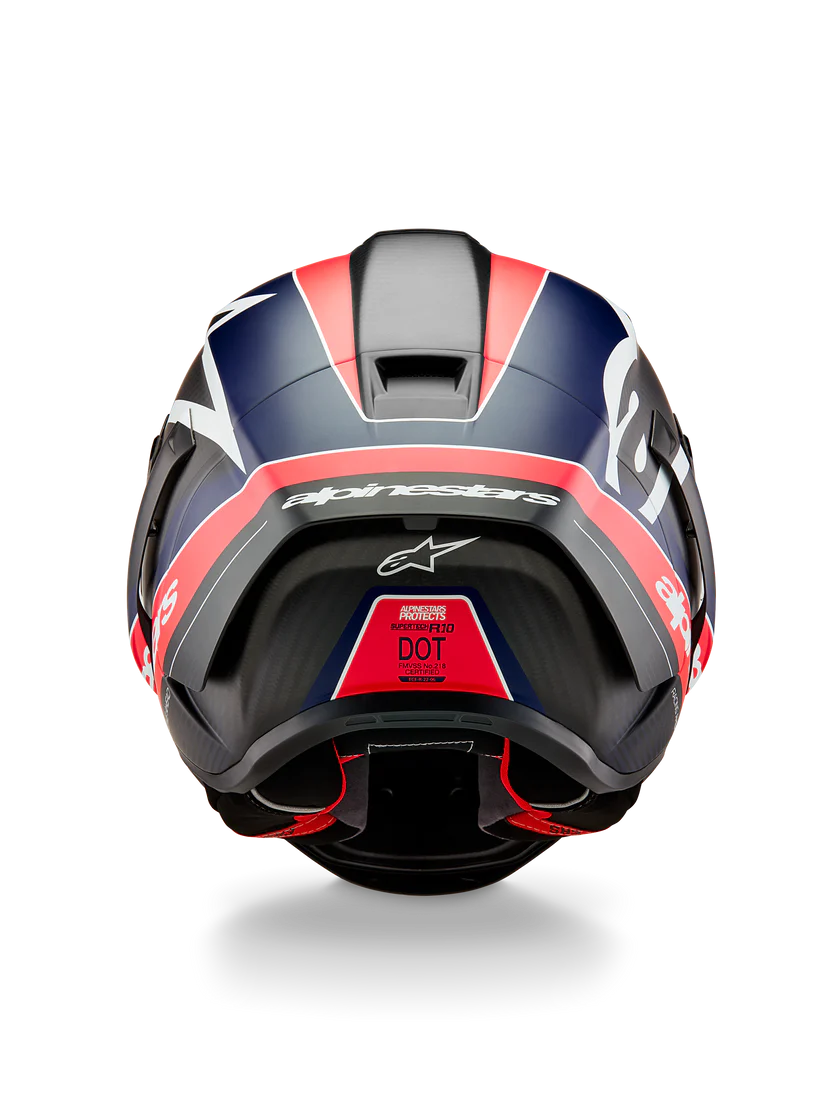 Capacete Alpinestars Supertech R10 Team Carbon Carb Vermelho Fluorescente Azul Escuro Fosco 8200224-1383 