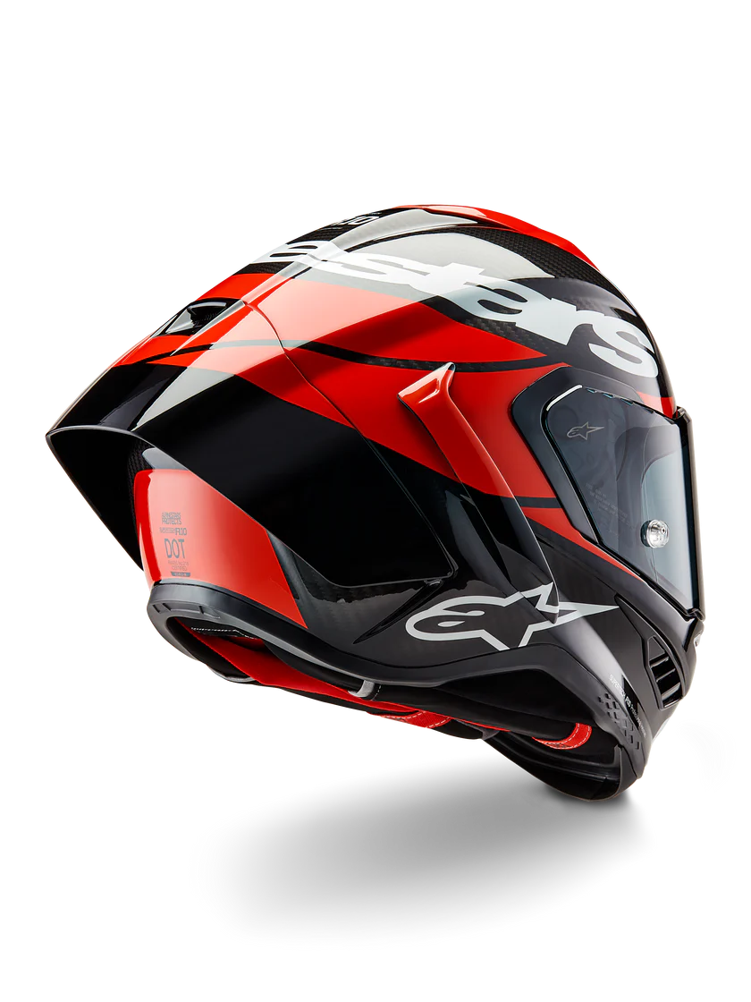 Alpinestars Supertech R10 Element Capacete Carbono Carb Brilhante Vermelho Branco 8200324-1363 