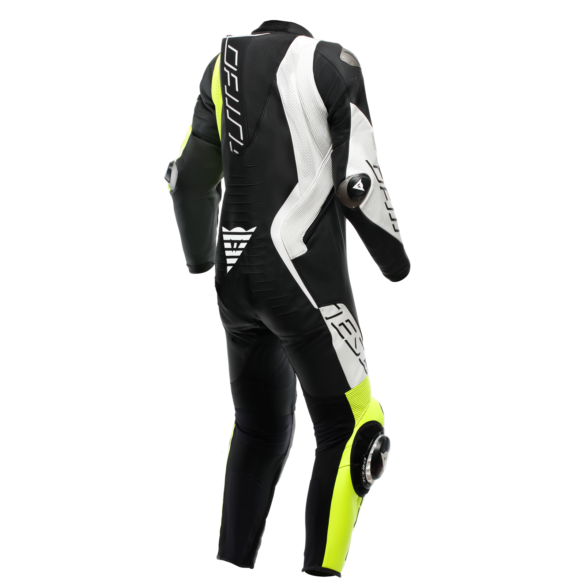 Dainese Audax D-ZIP fato de couro de uma peça – fato de corrida perfurado | Homens | Preto/Amarelo Neon 