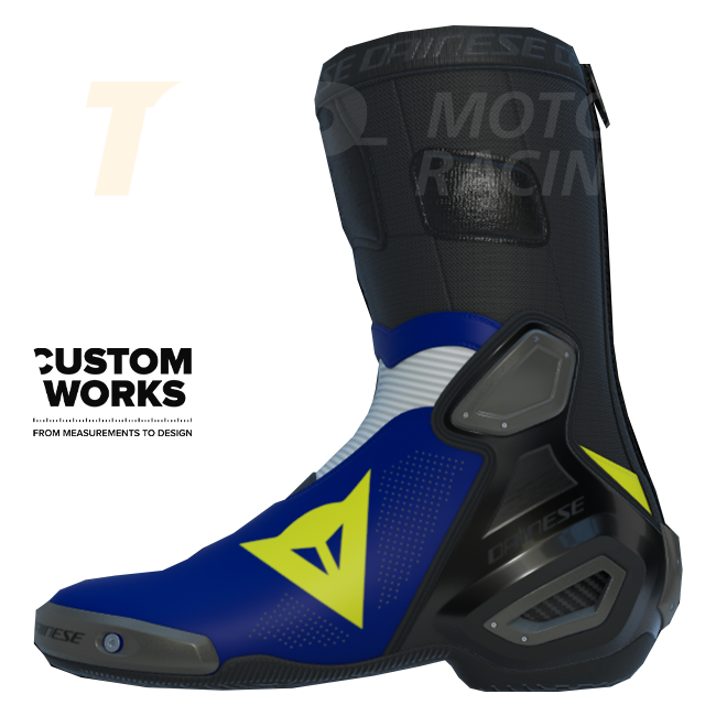 Dainese Axial 2 Air racing and street motorcycle boots | Men | Yamaha Blue / White / Fluo Yellow | Custom Works 