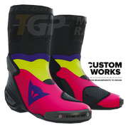 Botas de motociclismo Dainese Axial 2 Air Racing e estrada | Homem | Fuxia / Violeta / Amarelo claro | Custom Works 