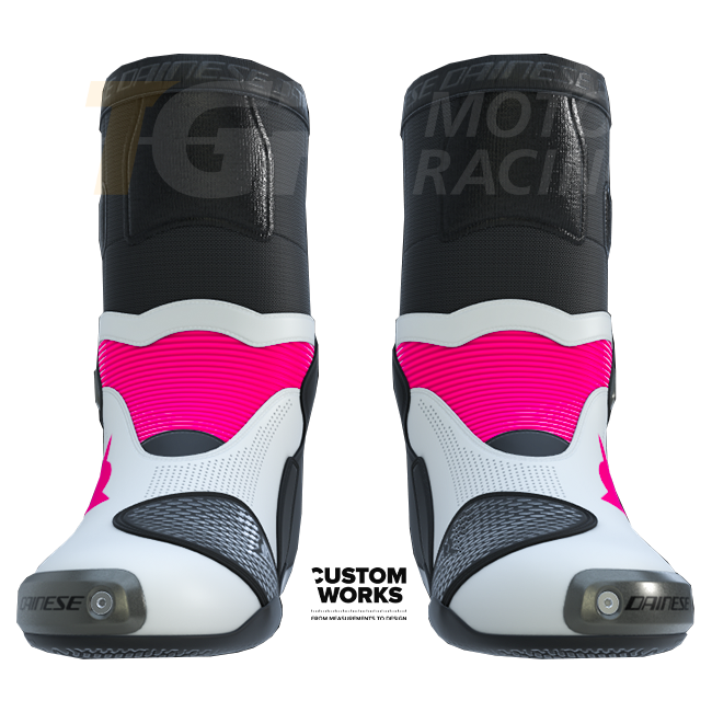 Botas de motociclo de corrida e estrada Dainese Axial 2 Air | Homem | Fuxia / Branco | Custom Works 