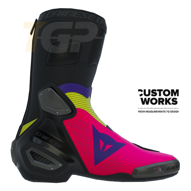 Botas de motociclismo Dainese Axial 2 Air Racing e estrada | Homem | Fuxia / Violeta / Amarelo claro | Custom Works 