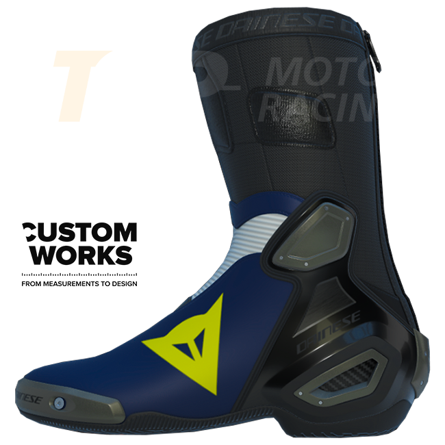 Dainese Axial 2 Air racing and street motorcycle boots | Men | Yamaha Blue / White / Fluo Yellow | Custom Works 