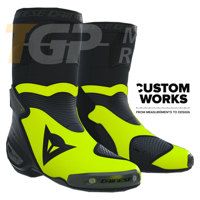Dainese Axial 2 Racing and Street Motorcycle Boots | Men | Black / Fluorescent Yellow | Custom Works 