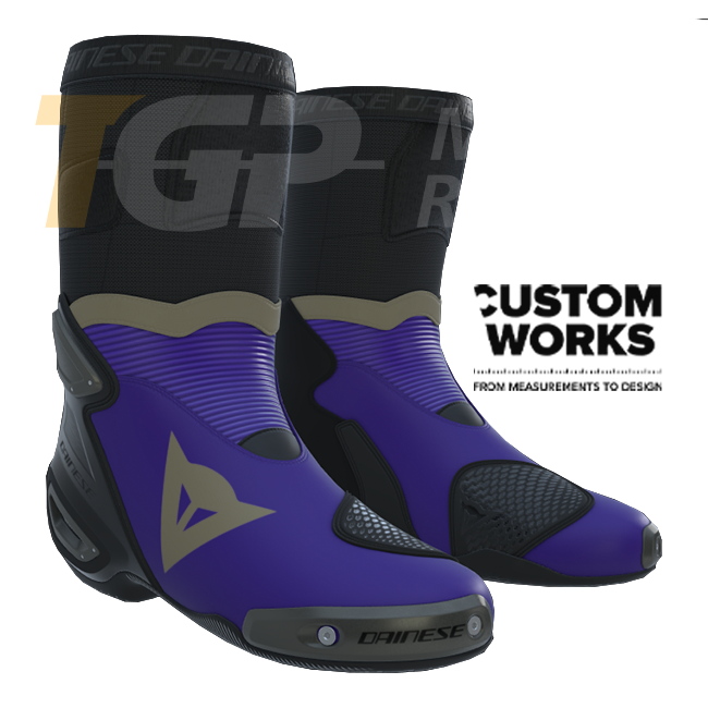 Botas de motociclista de corrida e estrada Dainese Axial 2 | Homem | Viola / Magnésio | Custom Works 