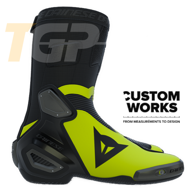 Dainese Axial 2 Racing and Street Motorcycle Boots | Men | Black / Fluorescent Yellow | Custom Works 