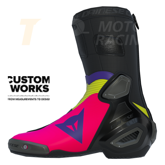 Dainese Axial 2 Racing and road motorcycle boots | Men | Fuxia / Viola / Fluogelb | Custom Works 