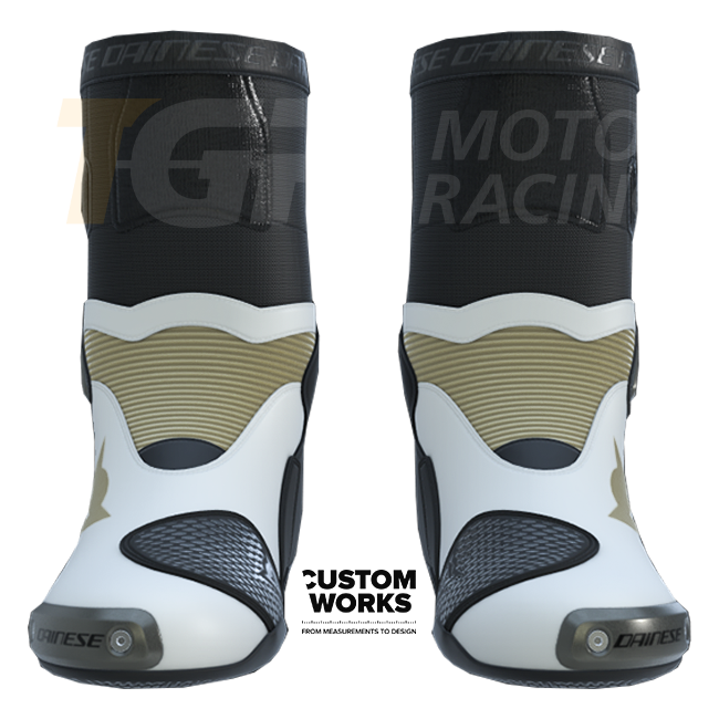 Botas de moto de corrida e estrada Dainese Axial 2 | Homem | Pérola branco / Magnésio | Custom Works 