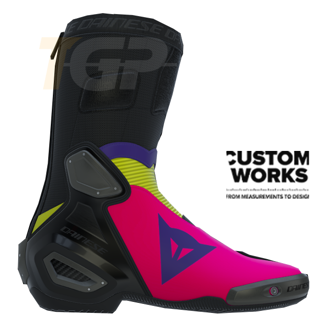 Dainese Axial 2 Racing and road motorcycle boots | Men | Fuxia / Viola / Fluogelb | Custom Works 