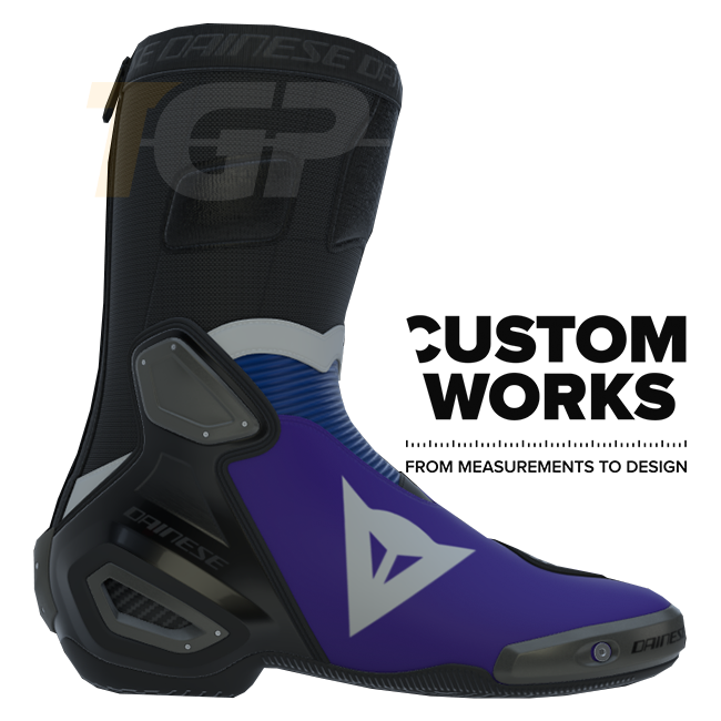 Dainese Axial 2 Racing and street motorcycle boots Prima Pramac Yamaha MotoGP replica | Men | Purple / Yamaha blue / White | Custom Works 