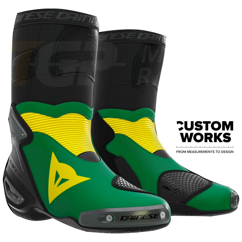 Dainese Axial 2 Air Racing and Street Motorcycle Boots | Men | Forest Green / Yellow | Custom Works 