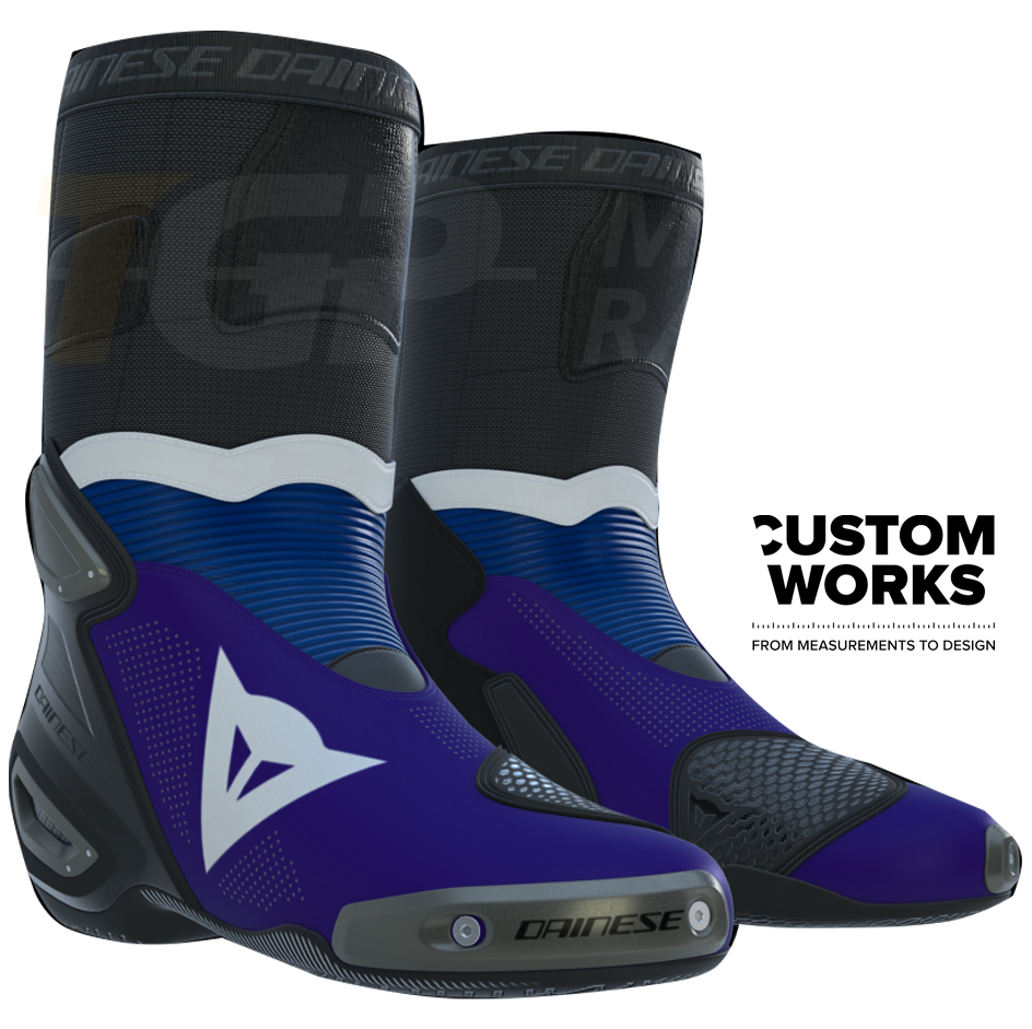 Dainese Axial 2 Air Racing and Road Motorcycle Boots Prima Pramac Yamaha MotoGP Replica | Men | Purple / Yamaha Blue / White | Custom Works 
