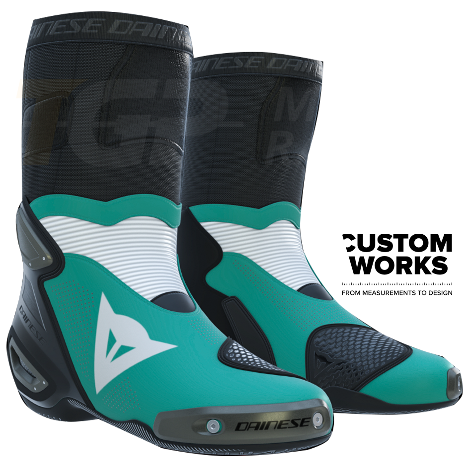 Dainese Axial 2 Air Racing and Street Motorcycle Boots | Men | Sardinia Sea Blue / White | Custom Works 