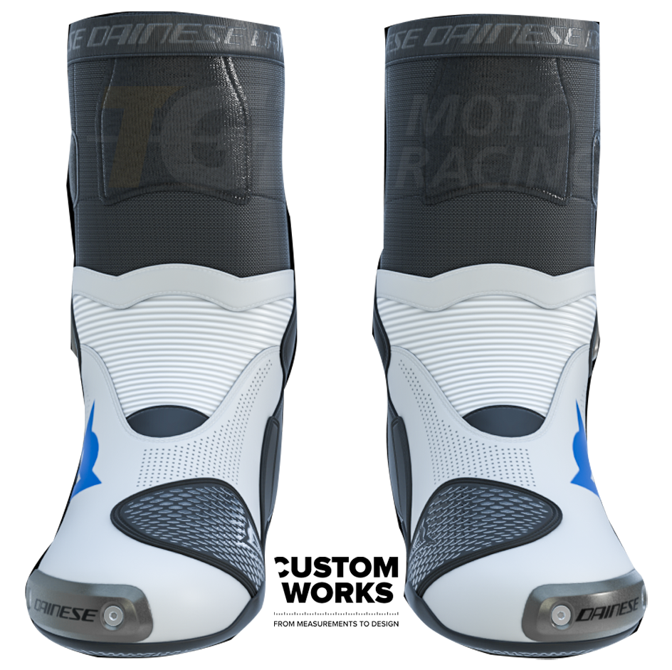 Dainese Axial 2 Air racing and street motorcycle boots | Men | White / Sky Blue | Custom Works 