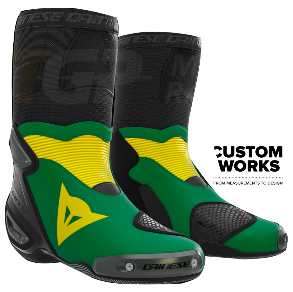 Botas de Moto Dainese Axial 2 Racing e Street | Homem | Verde Floresta / Amarelo | Custom Works 