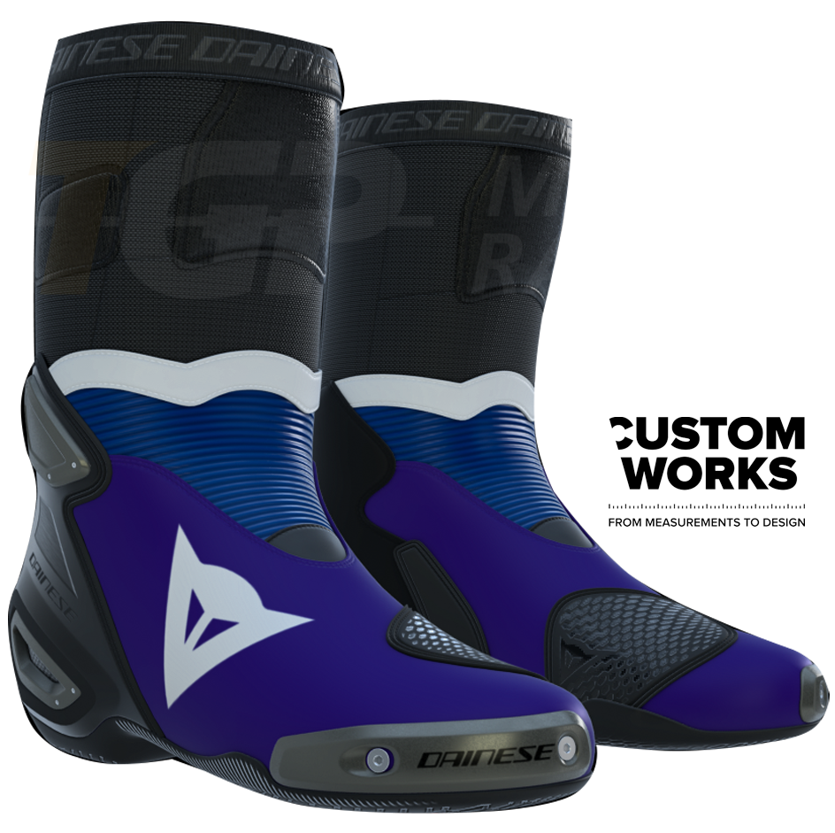 Dainese Axial 2 Racing and street motorcycle boots Prima Pramac Yamaha MotoGP replica | Men | Purple / Yamaha blue / White | Custom Works 