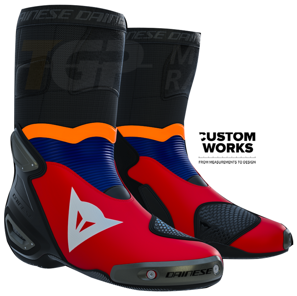 Dainese Axial 2 Racing and street motorcycle boots Luca Marini Replica 2026 | Men | Lava Red / Electric Blue / Fluo Orange / White | Custom Works 
