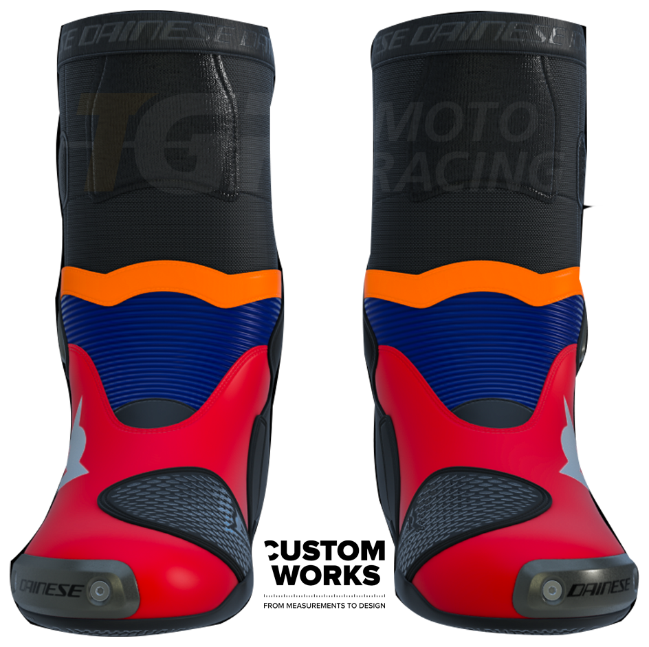Dainese Axial 2 Racing and street motorcycle boots Luca Marini Replica 2026 | Men | Lava Red / Electric Blue / Fluo Orange / White | Custom Works 