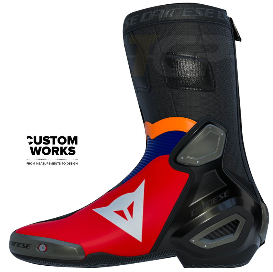 Dainese Axial 2 Racing and street motorcycle boots Luca Marini Replica 2026 | Men | Lava Red / Electric Blue / Fluo Orange / White | Custom Works 