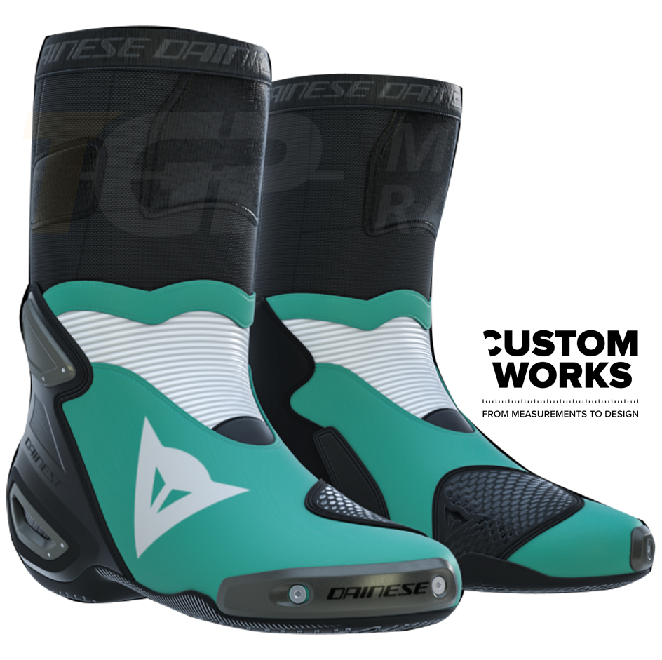 Dainese Axial 2 Racing and street motorcycle boots | Men | Sardinia Sea Blue / White | Custom Works 