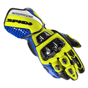 Spidi Carbo Track Evo racing motorcycle leather gloves | Men | Blue/Yellow | A203477 