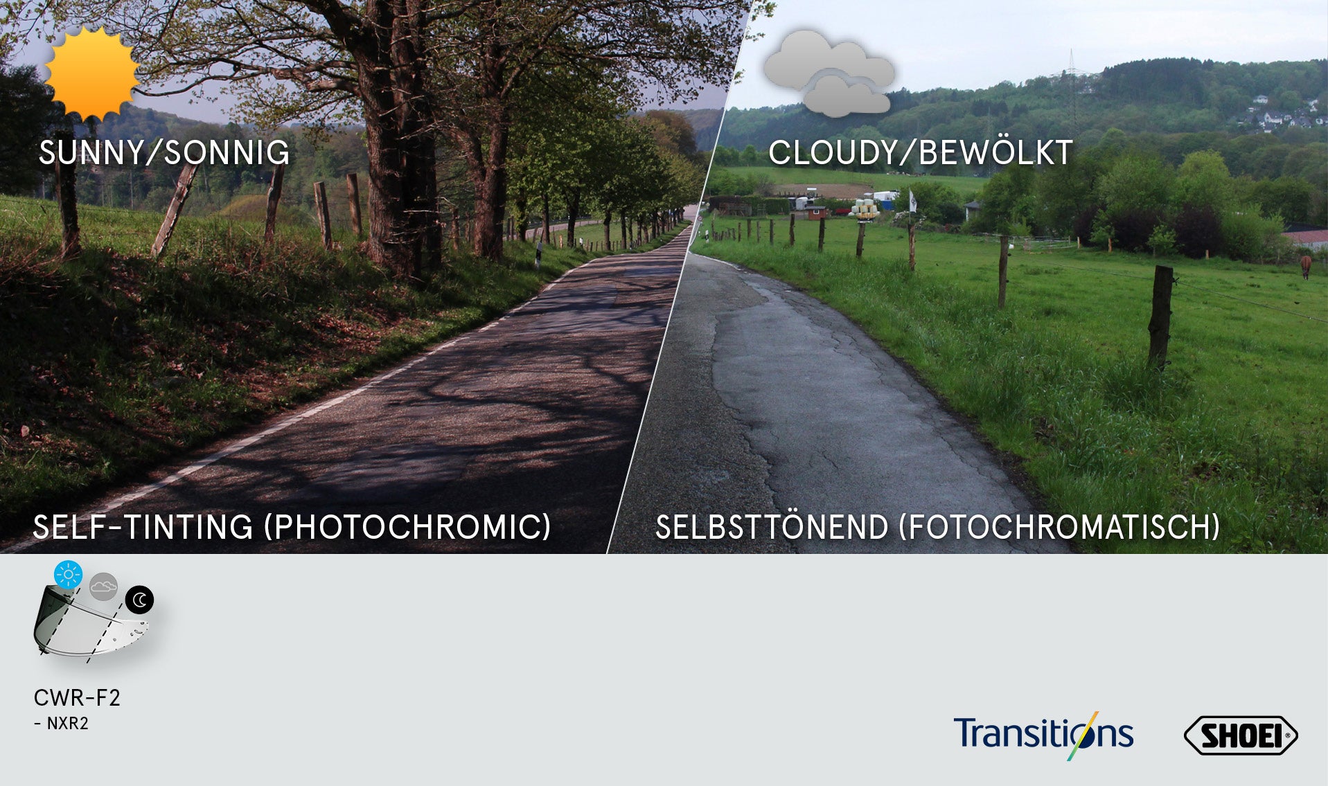 Shoei Visier X-Spr Pro (CWR-F2PN) Photochromatic self-tinting adaptive