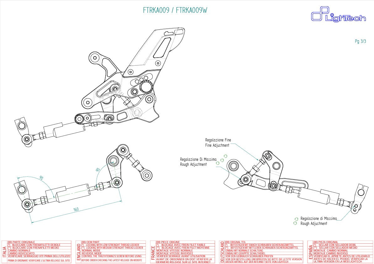 Sistema de pedal de mudança LighTech para Kawasaki ZX-6R/636/RR (05-25) FTRKA009/W 