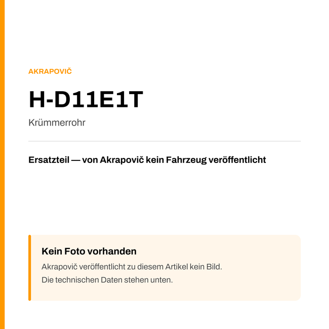 Akrapovic Krümmerrohr H-D11E1T — Platzhalter, kein Herstellerfoto verfügbar