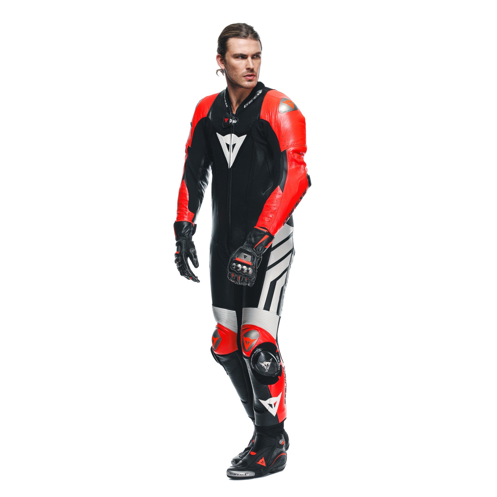 Dainese Mugello 3 D-AIR® one-piece leather combination-perforated airbag racing suit | Men | Black/red