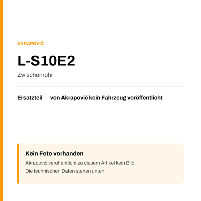 Akrapovic Zwischenrohr L-S10E2 — Platzhalter, kein Herstellerfoto verfügbar