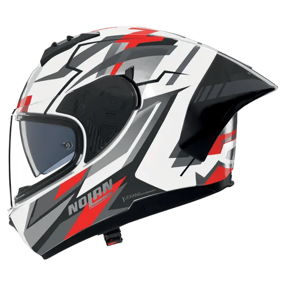 Capacete Nolan N60-6 Sport Corsa Branco / Preto / Vermelho / Acabamento Metálico 356 