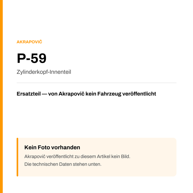 Akrapovic Zylinderkopf-Innenteil P-59 — Platzhalter, kein Herstellerfoto verfügbar