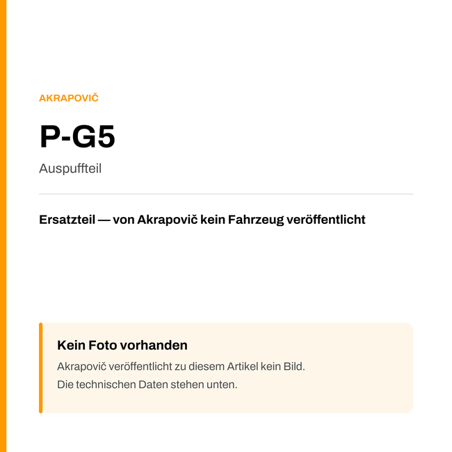 Akrapovic Auspuffteil P-G5 — Platzhalter, kein Herstellerfoto verfügbar