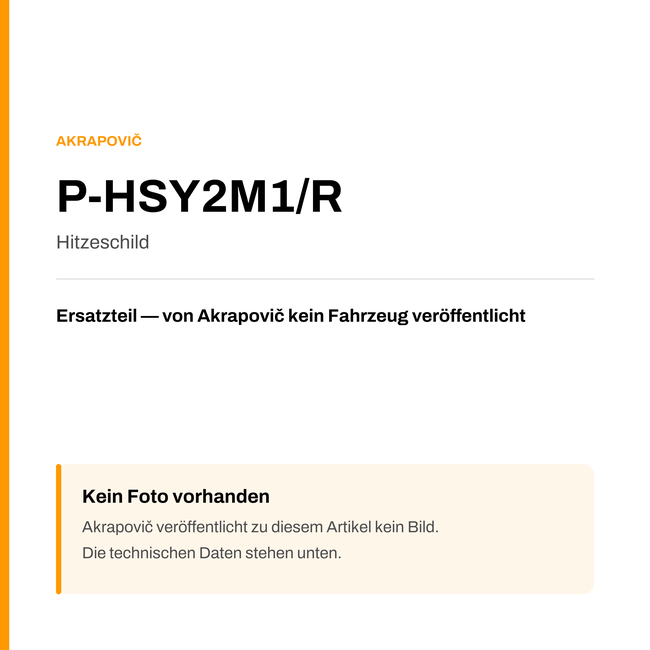 Akrapovic Hitzeschild P-HSY2M1/R — Platzhalter, kein Herstellerfoto verfügbar