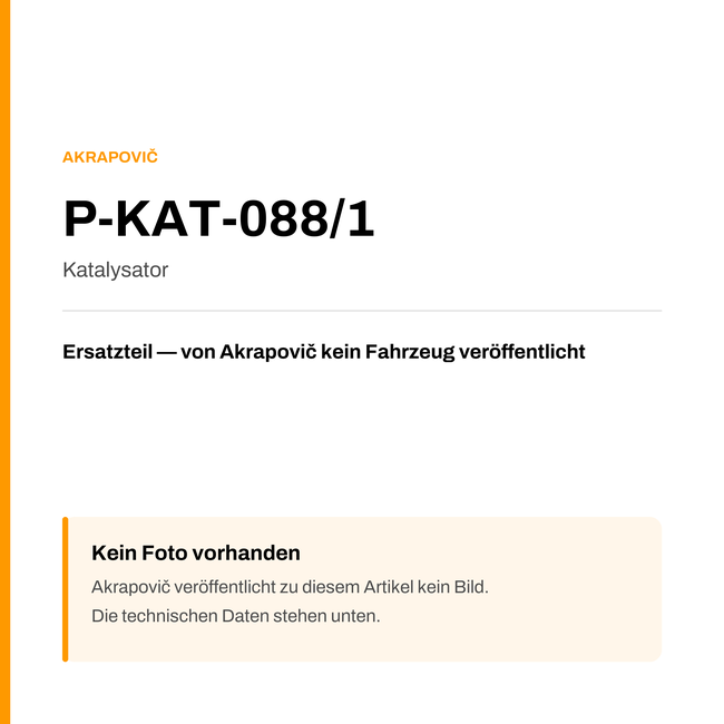 Akrapovic Katalysator P-KAT-088/1 — Platzhalter, kein Herstellerfoto verfügbar