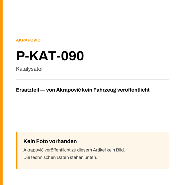 Akrapovic Katalysator P-KAT-090 — Platzhalter, kein Herstellerfoto verfügbar