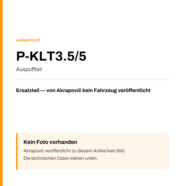 Akrapovic Auspuffteil P-KLT3.5/5 — Platzhalter, kein Herstellerfoto verfügbar