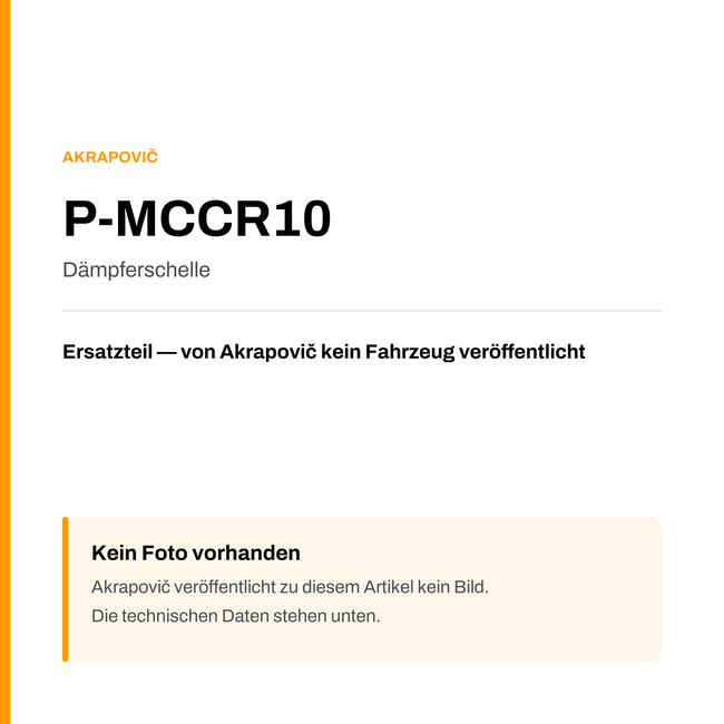 Akrapovic Dämpferschelle P-MCCR10 — Platzhalter, kein Herstellerfoto verfügbar