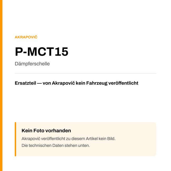 Akrapovic Dämpferschelle P-MCT15 — Platzhalter, kein Herstellerfoto verfügbar