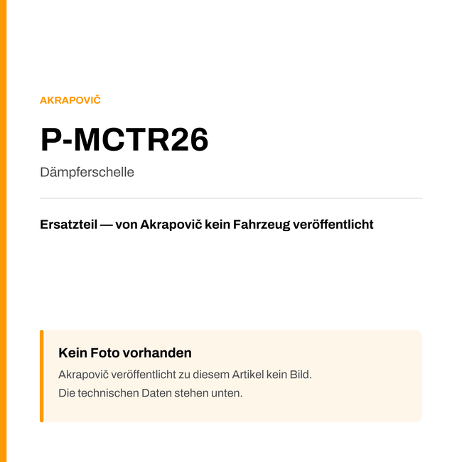 Akrapovic Dämpferschelle P-MCTR26 — Platzhalter, kein Herstellerfoto verfügbar