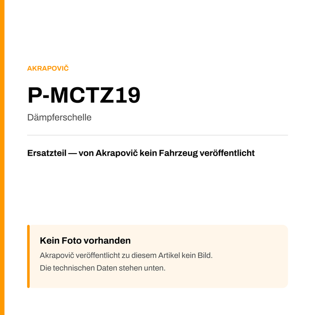 Akrapovic Dämpferschelle P-MCTZ19 — Platzhalter, kein Herstellerfoto verfügbar